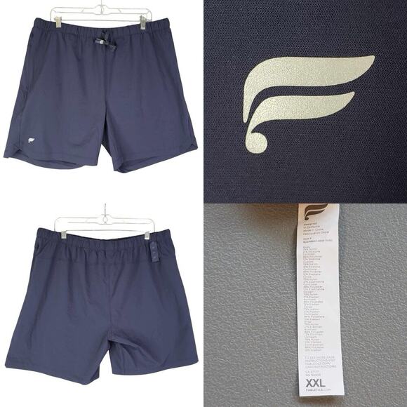 Fabletics Shorts Size XXL Stretch Running Gym Elastic Waist Mens Navy Blue - Picture 1 of 9